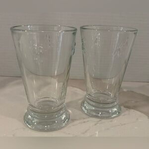 Set of 2 La Rochère Napoleon Bee Drink Glasses, Embossed “Paris Musees”; 10oz